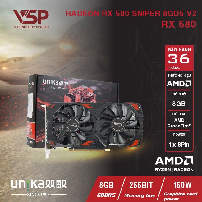 VGA UNIKA RADEON RX 580 SNIPER 8GD5 V2